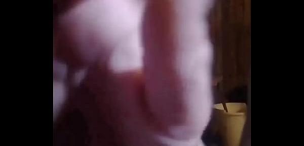  Playing dildo on the sauna